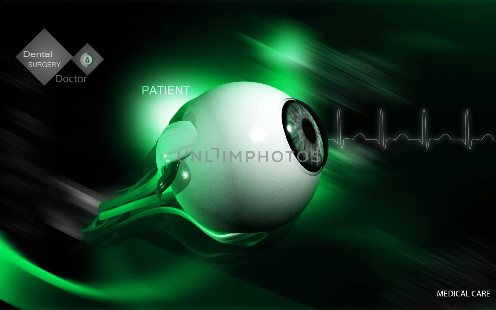 Digital illustration of eye in colour background