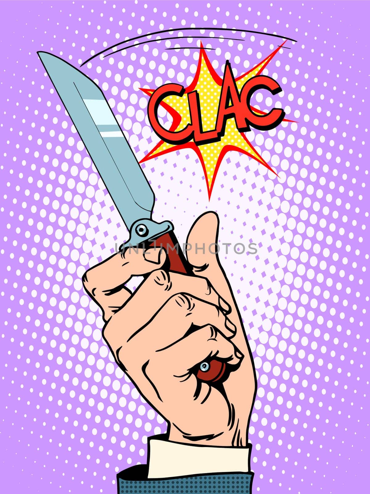 Crime knife arm bandit pop art retro style