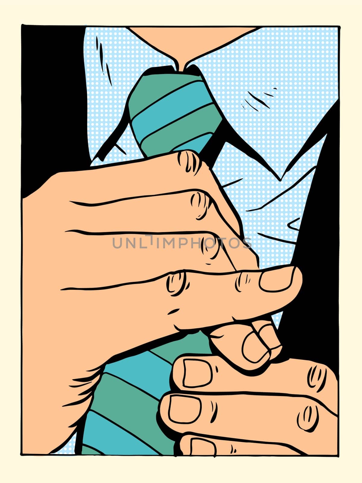 gentleman straightens tie pop art retro style