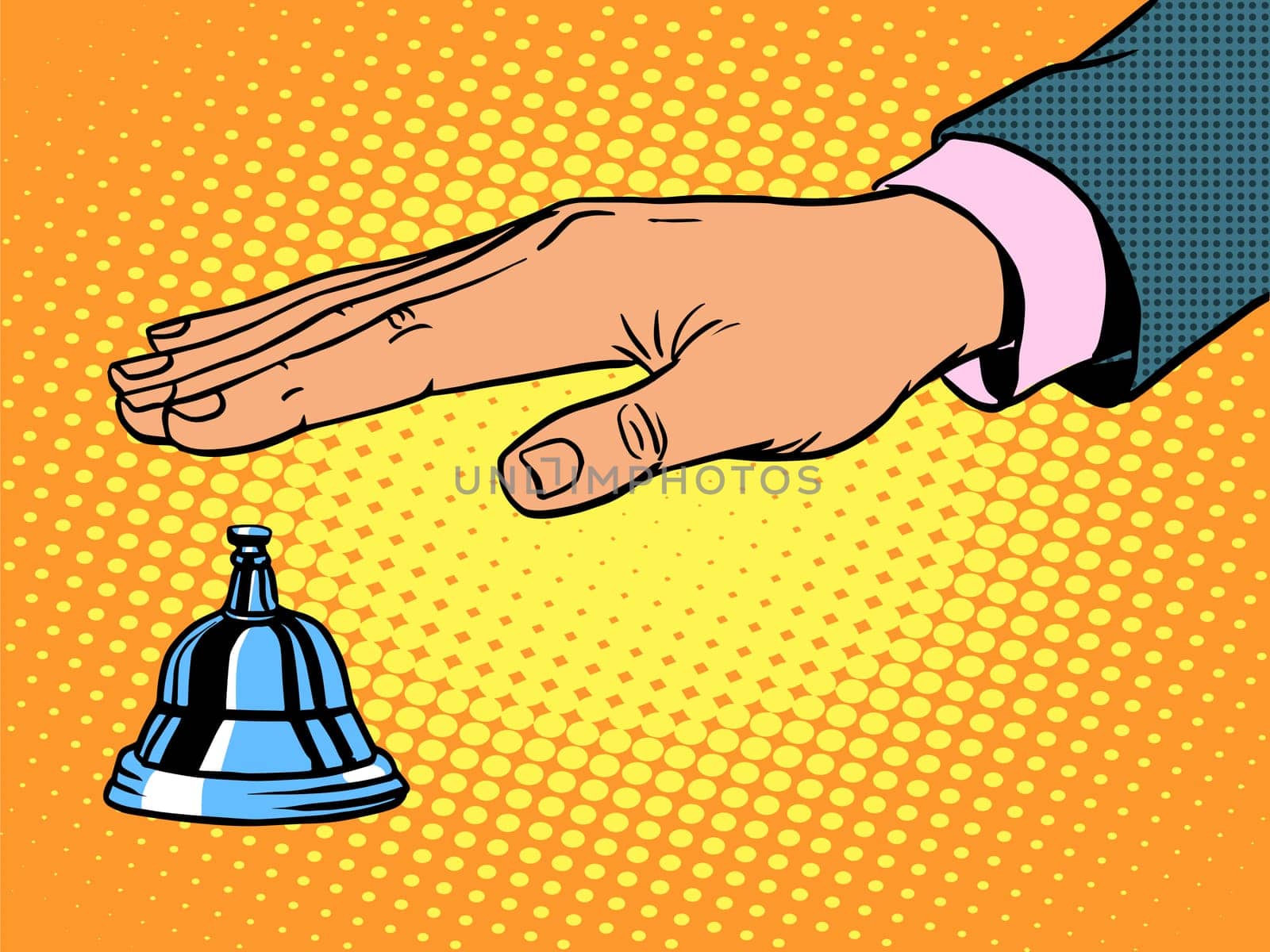 reception desk call bell hand pop art retro style
