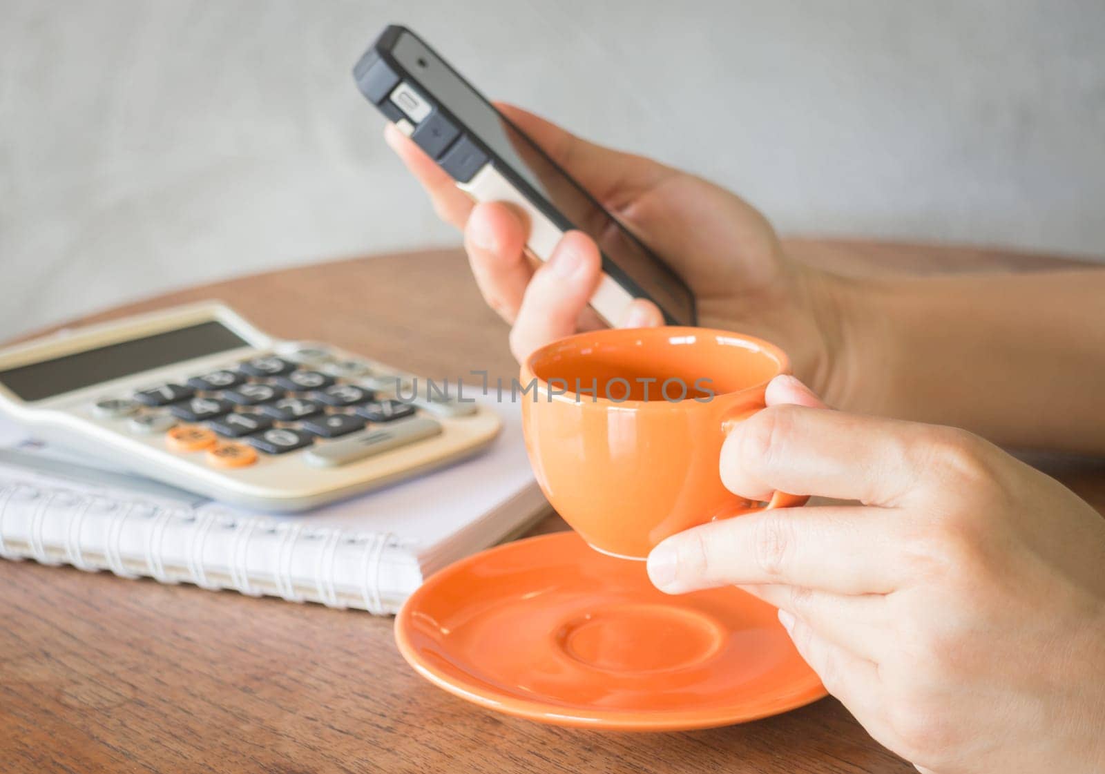 Hand holding smart phone online business, stock photo