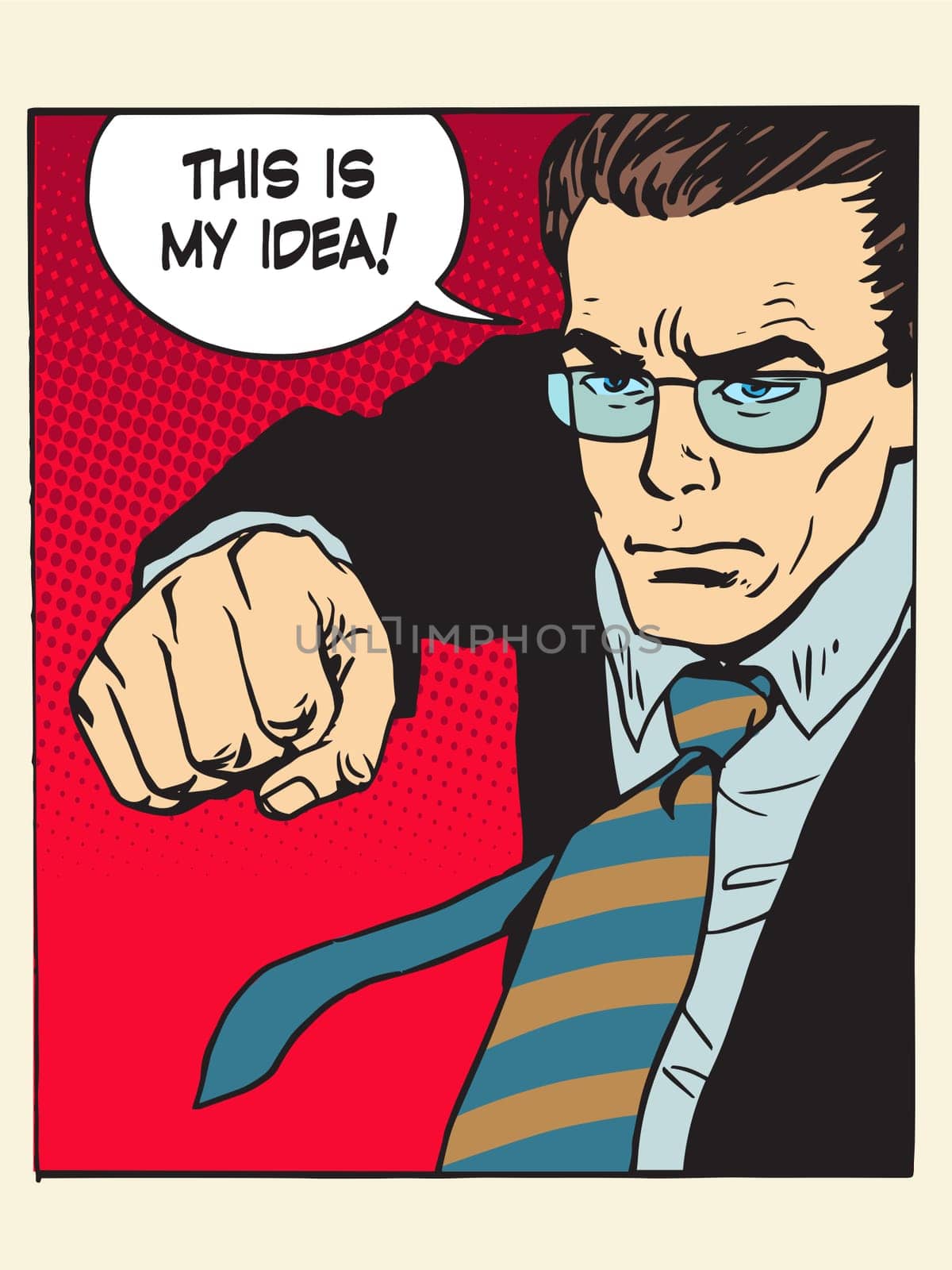 fight fist kick my idea creative process pop art retro style. Patent wars authorship copyright