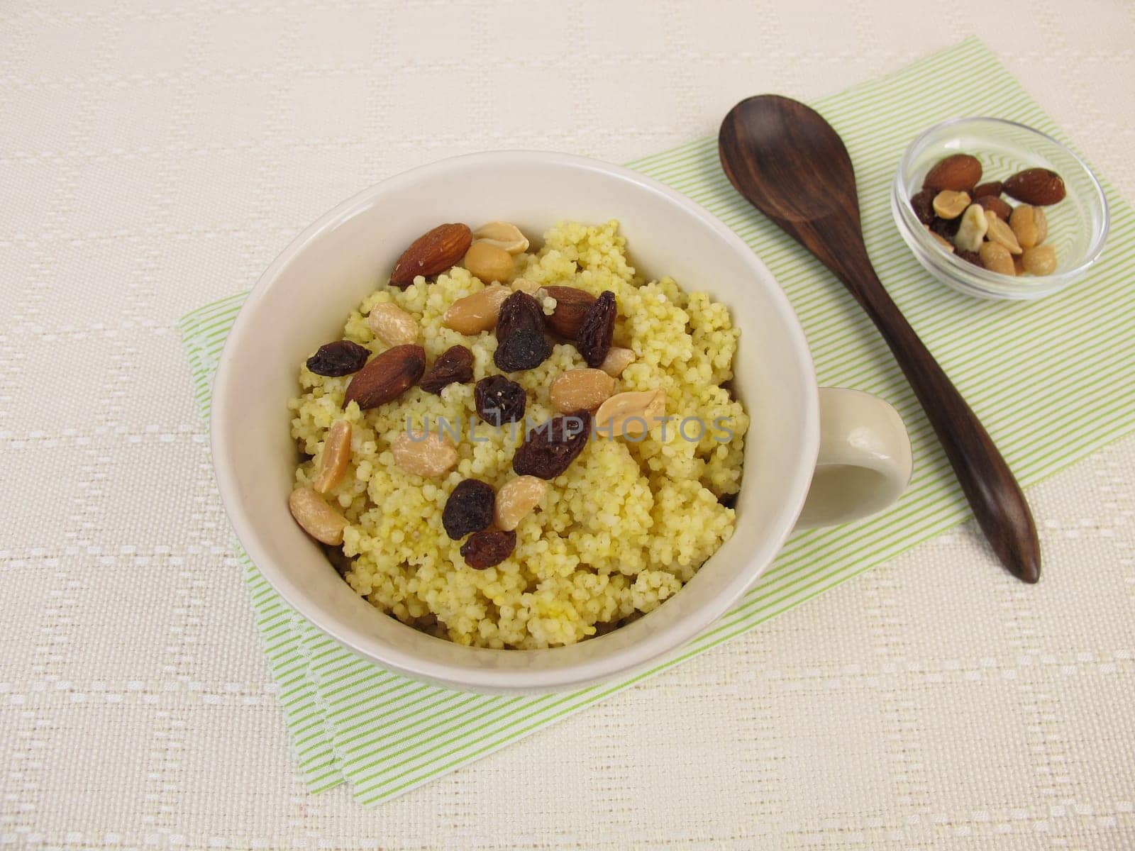 Millet with nuts and raisins