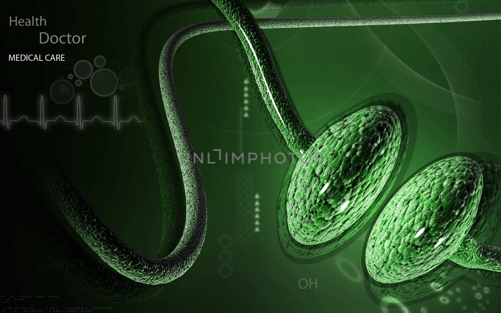 Digital illustration of synapse in color background