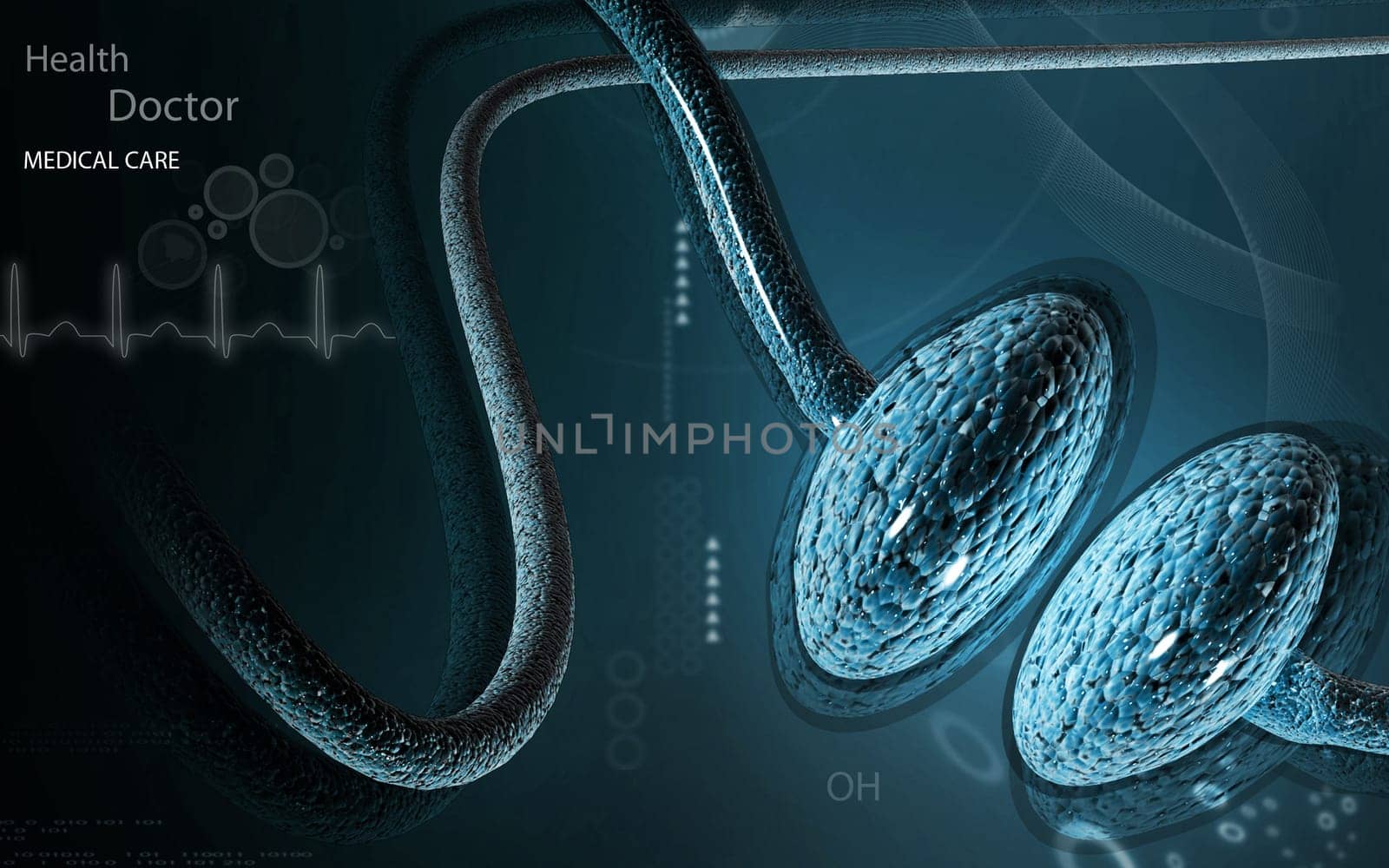 Digital illustration of synapse in color background