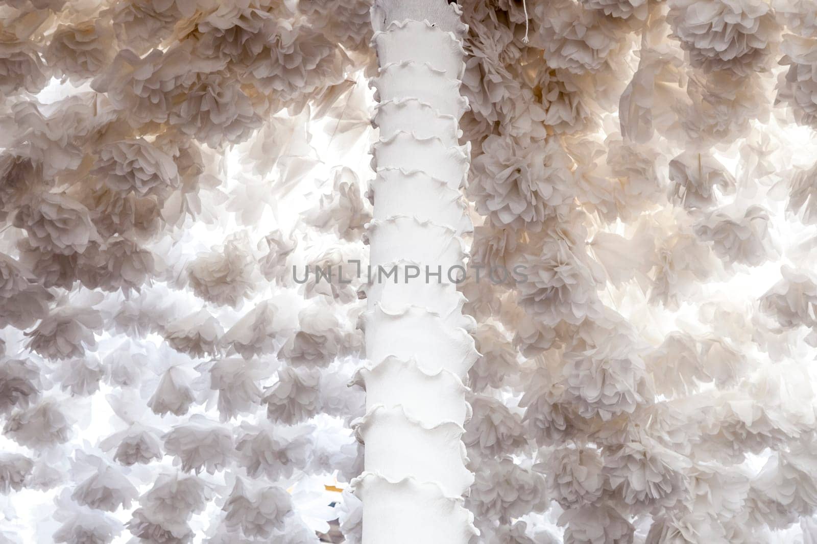 Flower festival in Campo Maior with paper flowers decorared streets, Portugal