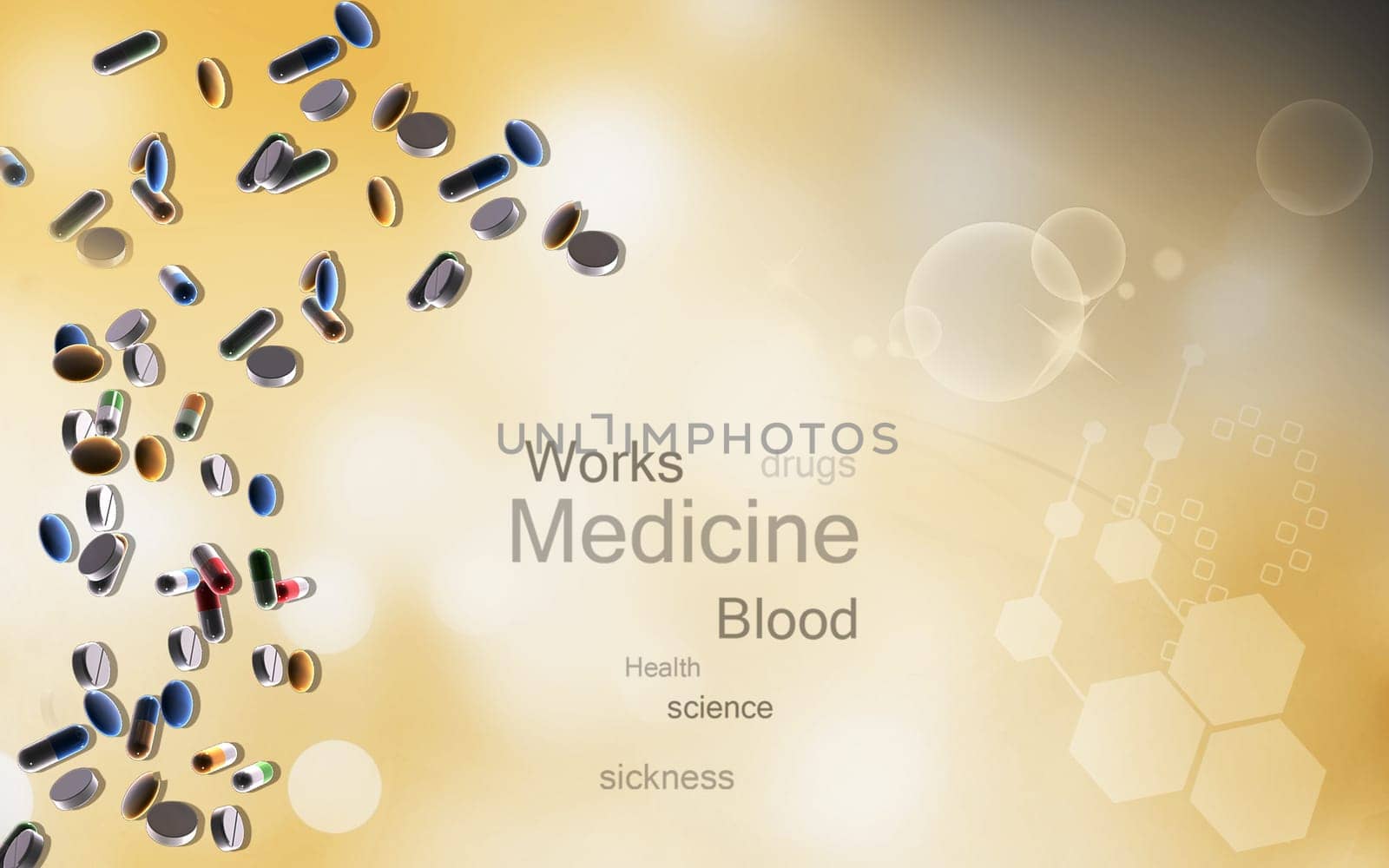 Digital illustration of capsule in colour background