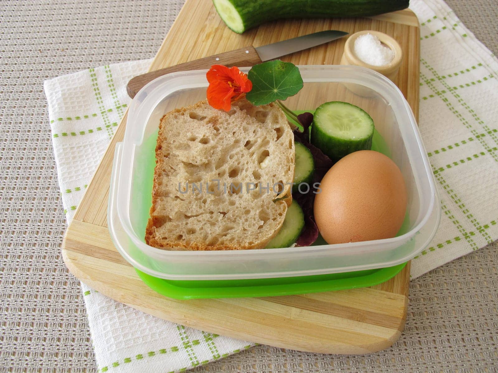 Cucumber sandwich in the bread tin to take away