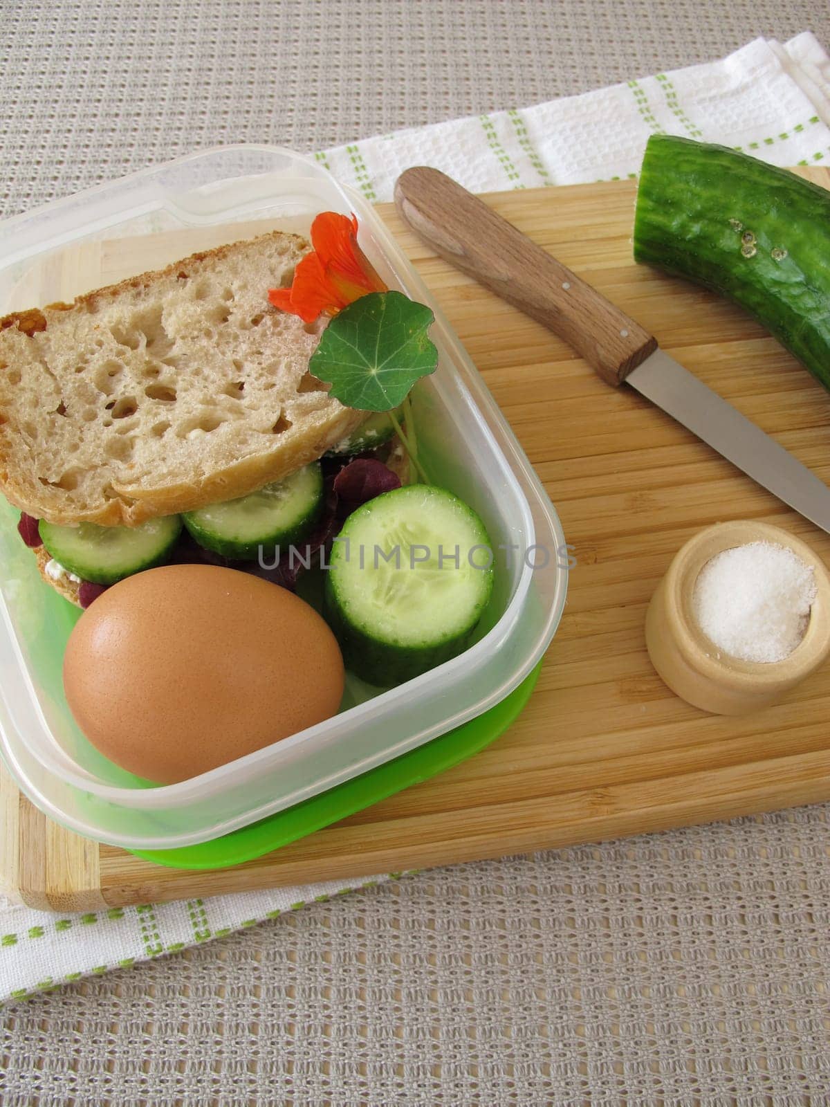 Cucumber sandwich in the bread tin to take away
