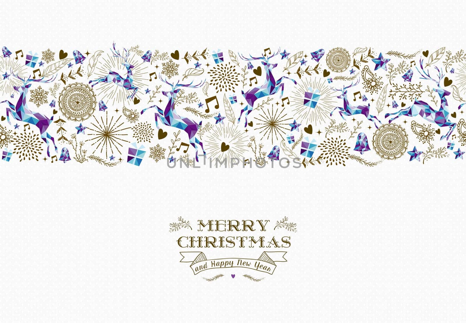 Merry christmas and happy new year text with seamless pattern design
