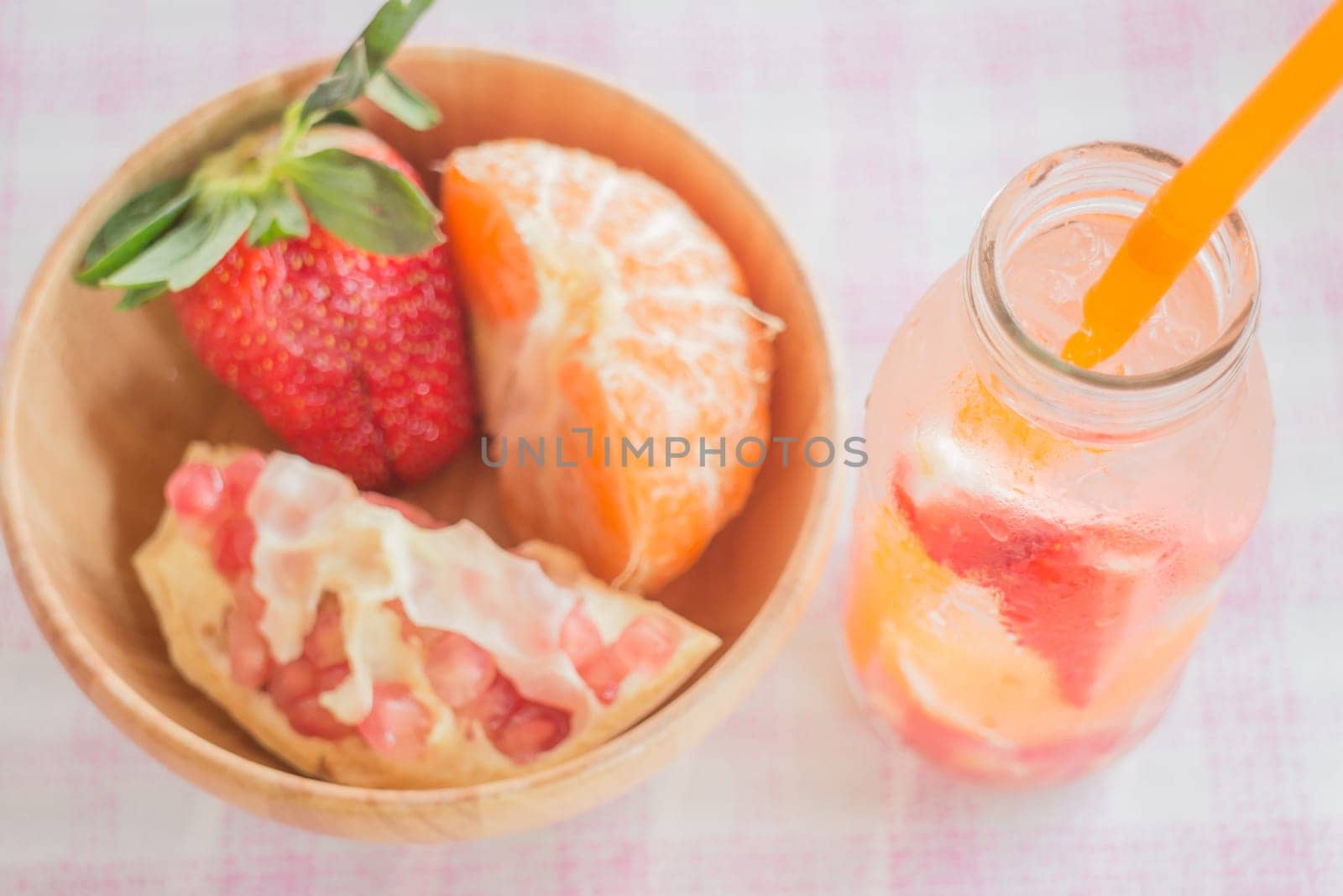Infused water bottle of mix fruit refreshing drink, stock photo