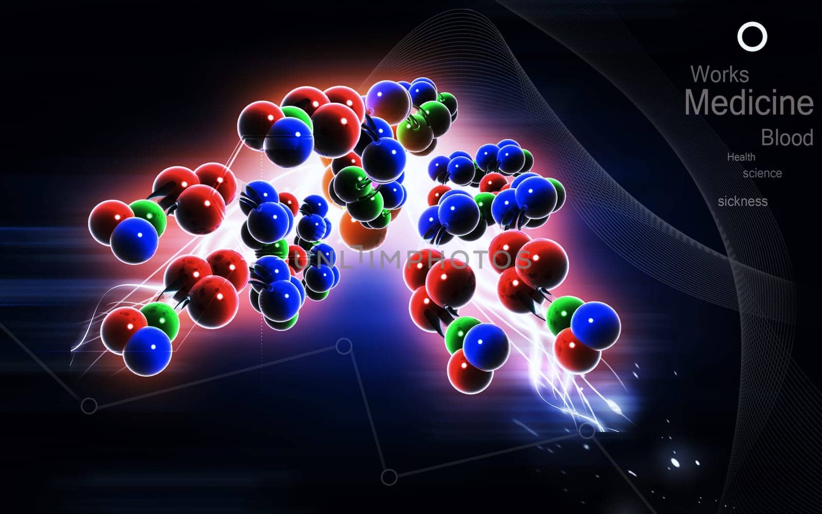 Digital illustration DNA structure in colour background