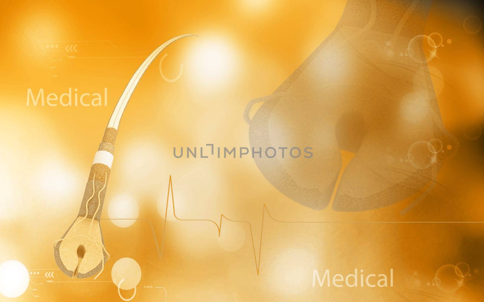 Digital illustration of hair in colour background