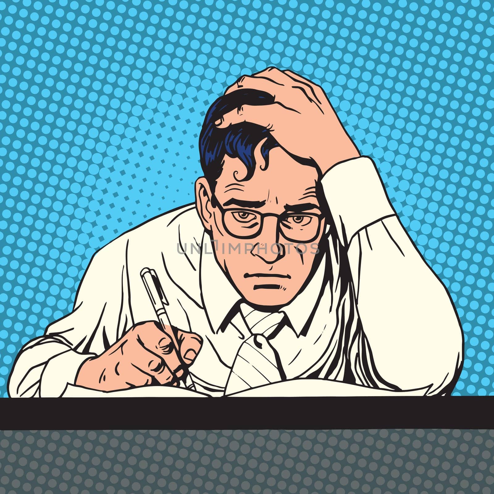 Writer journalist scientist writes. The creative process pop art retro style