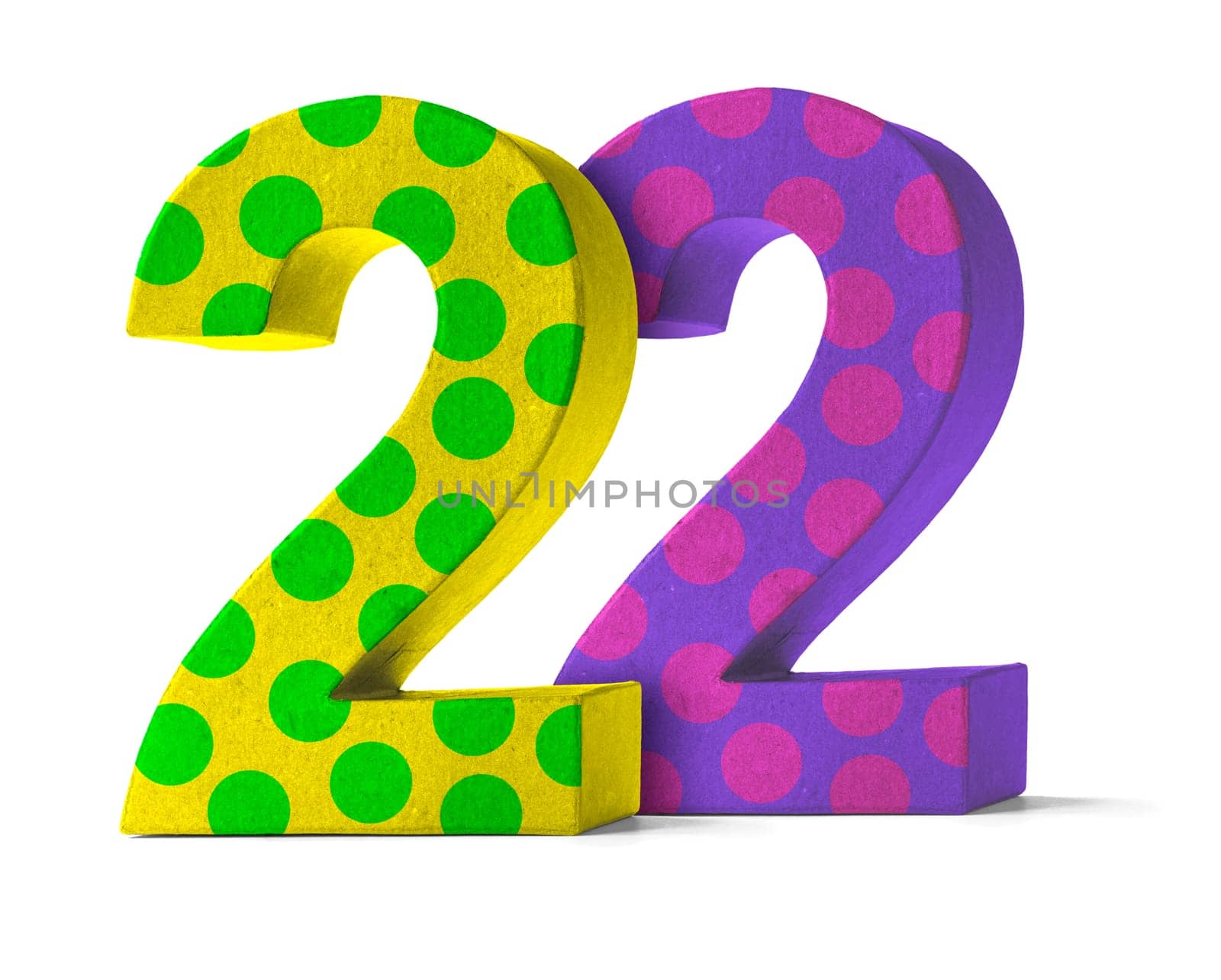 Colorful number made of cardboard - number 22