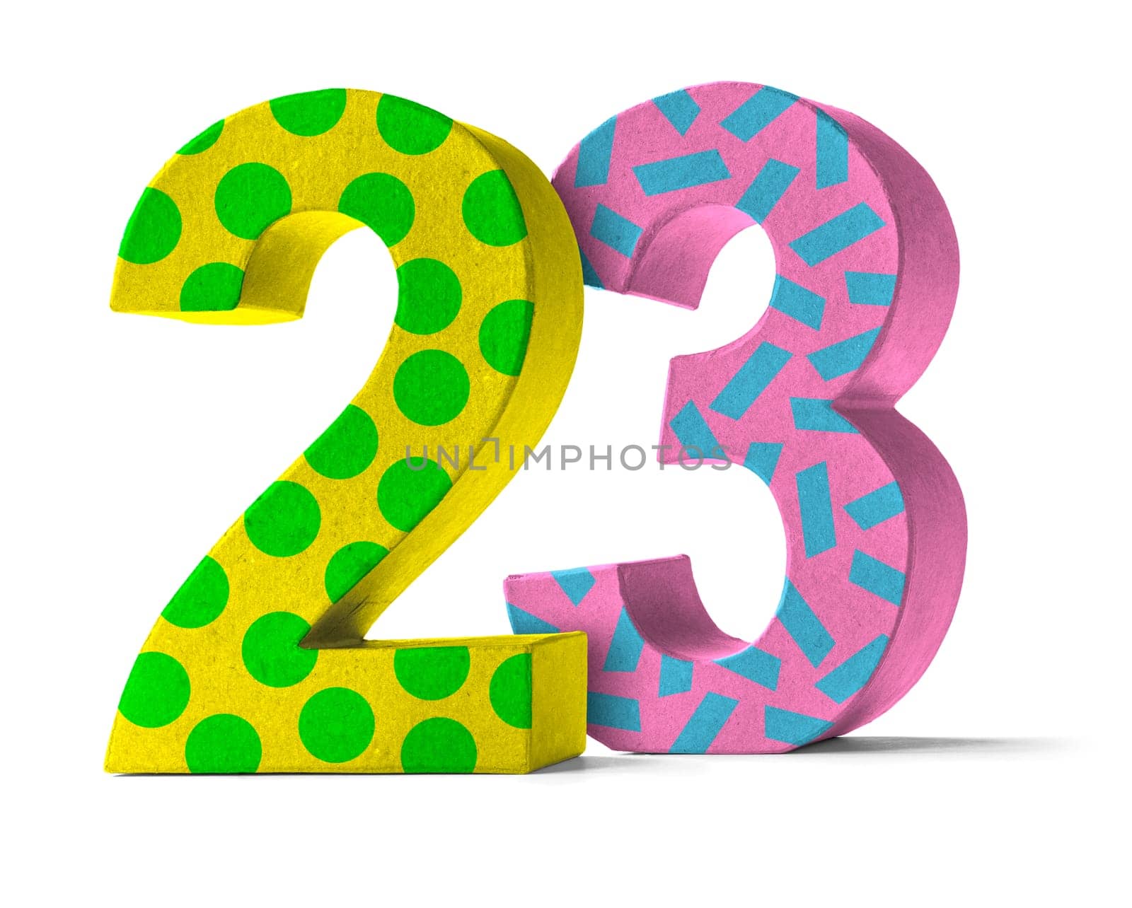 Colorful number made of cardboard - number 23