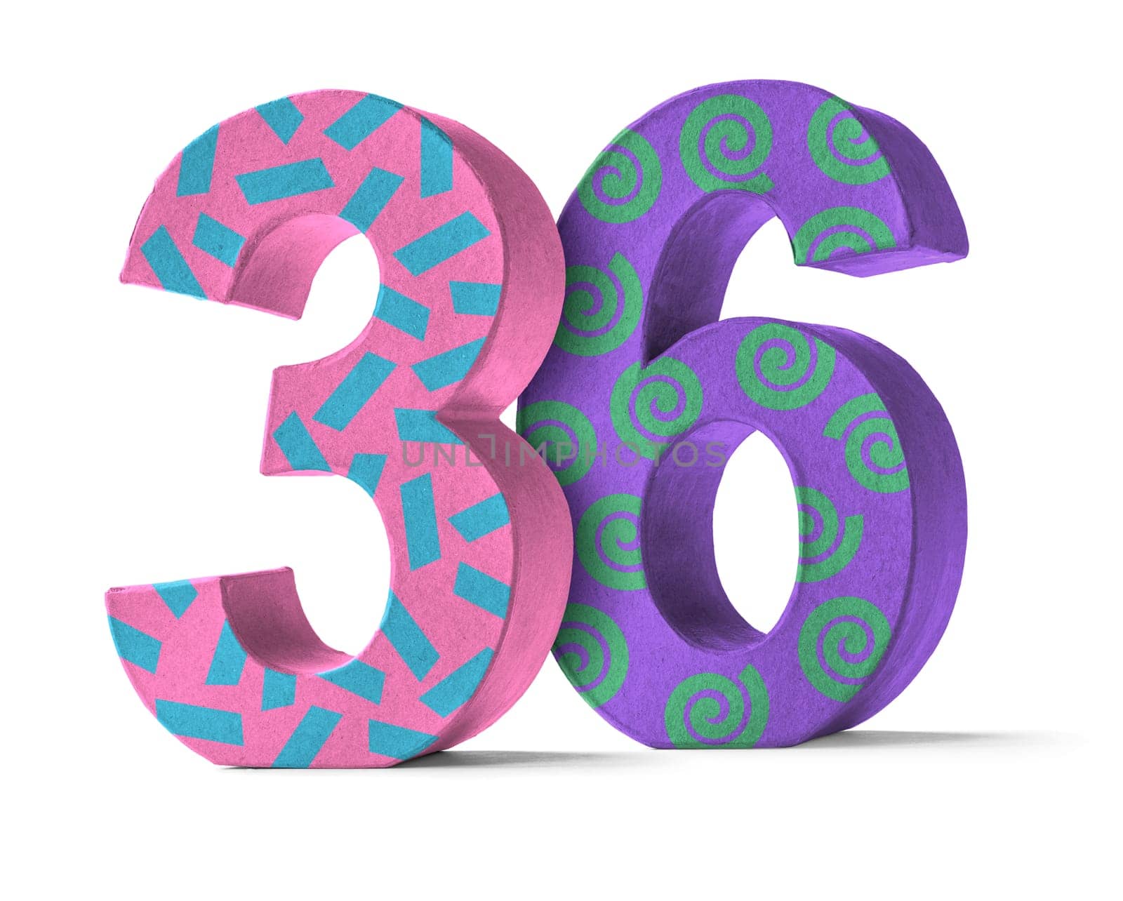 Colorful cardboard number - number 36