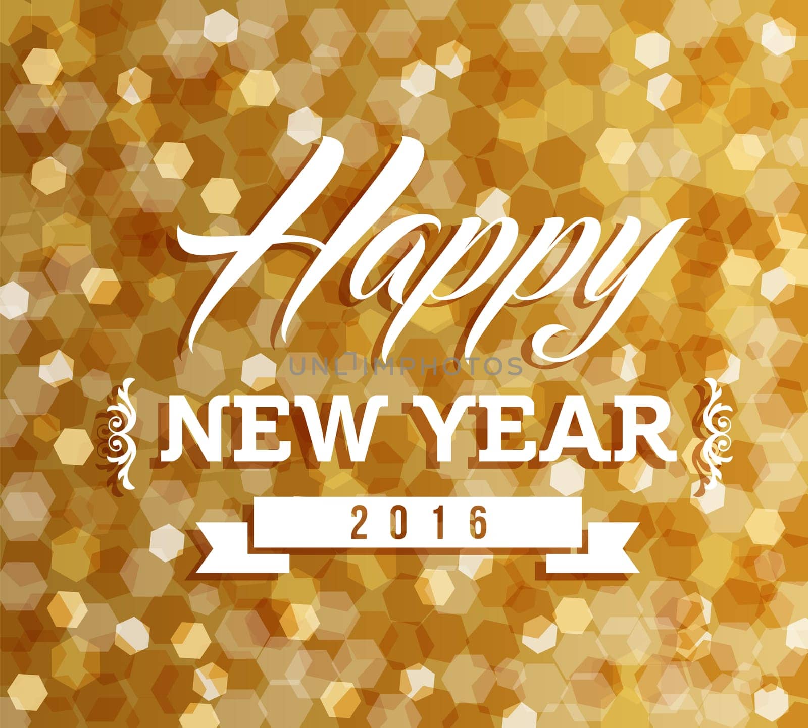 Happy new year 2016 holiday glow blur lights vintage design. Ideal for poster, greeting card or web. EPS10 vector...