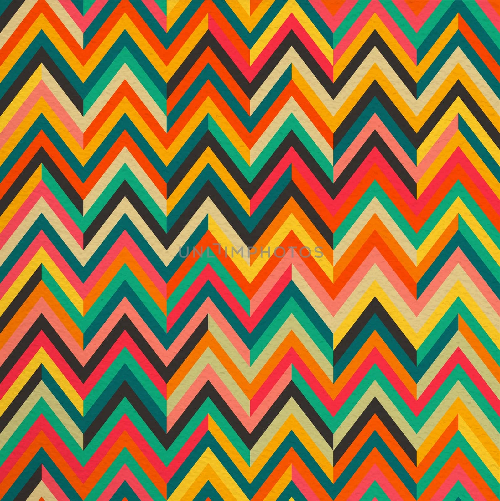 Geometric abstract zigzag colorful vintage retro seamless pattern background. Ideal for fabric, wrapping paper and book cover design. EPS10 vector file.
