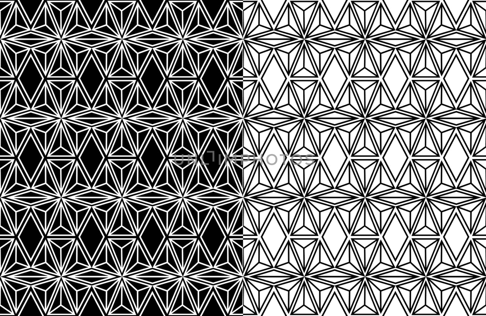 Set of abstract geometric polygonal shape line style seamless pattern background. Ideal for fabric, wrapping paper print and website backdrop design. EPS10 vector file.