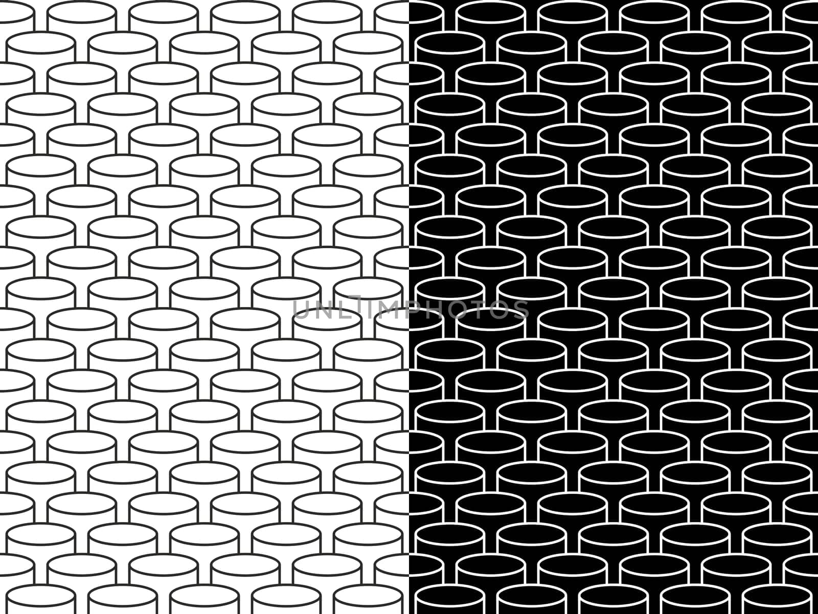 Set of Isometric 3d line circle seamless pattern background. Ideal for fabric design, wrapping paper and website backdrop. EPS10 vector file.