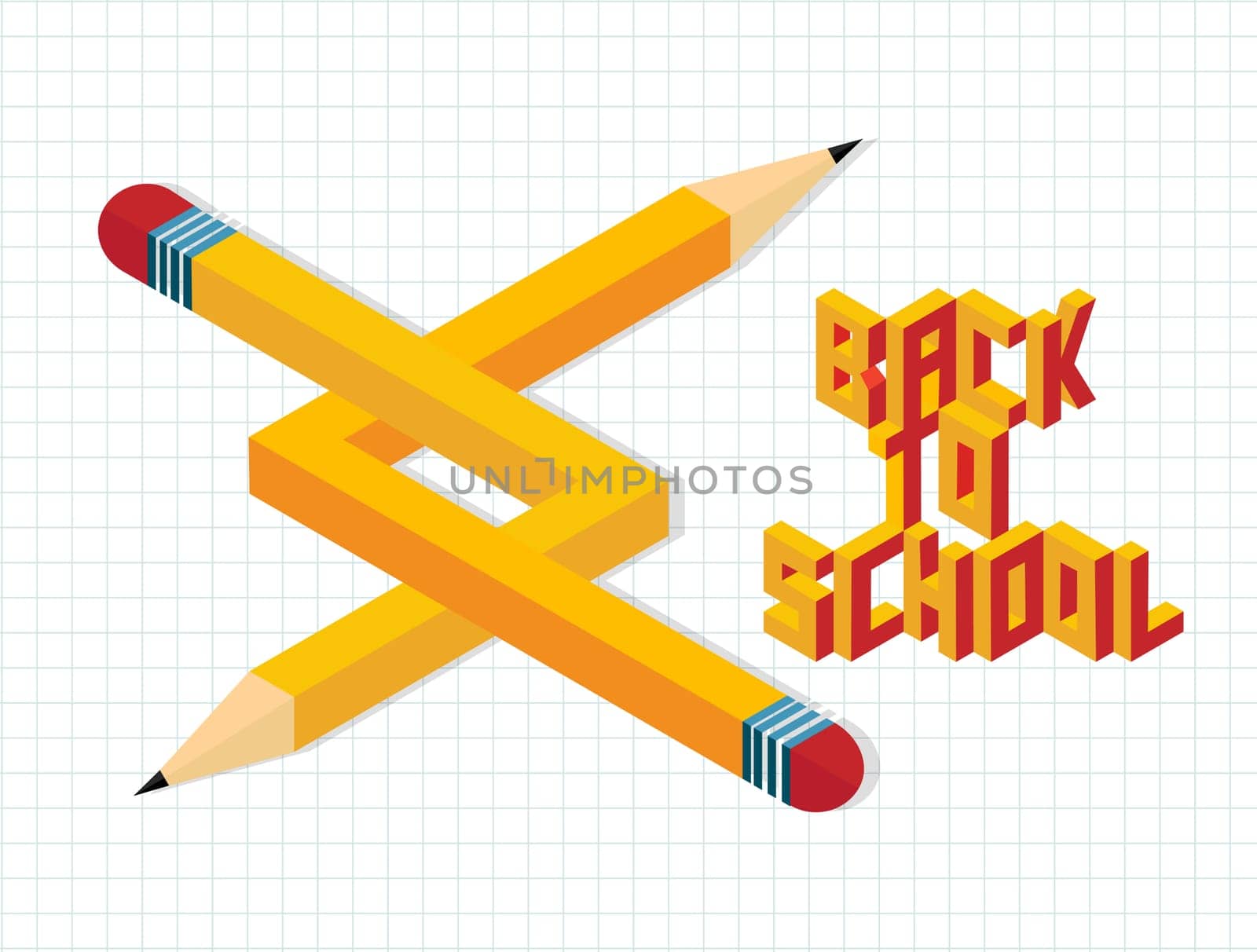 Back to school concept with creative pencil shape illustration. Ideal for web banner, education book cover and poster print. EPS10 vector file.