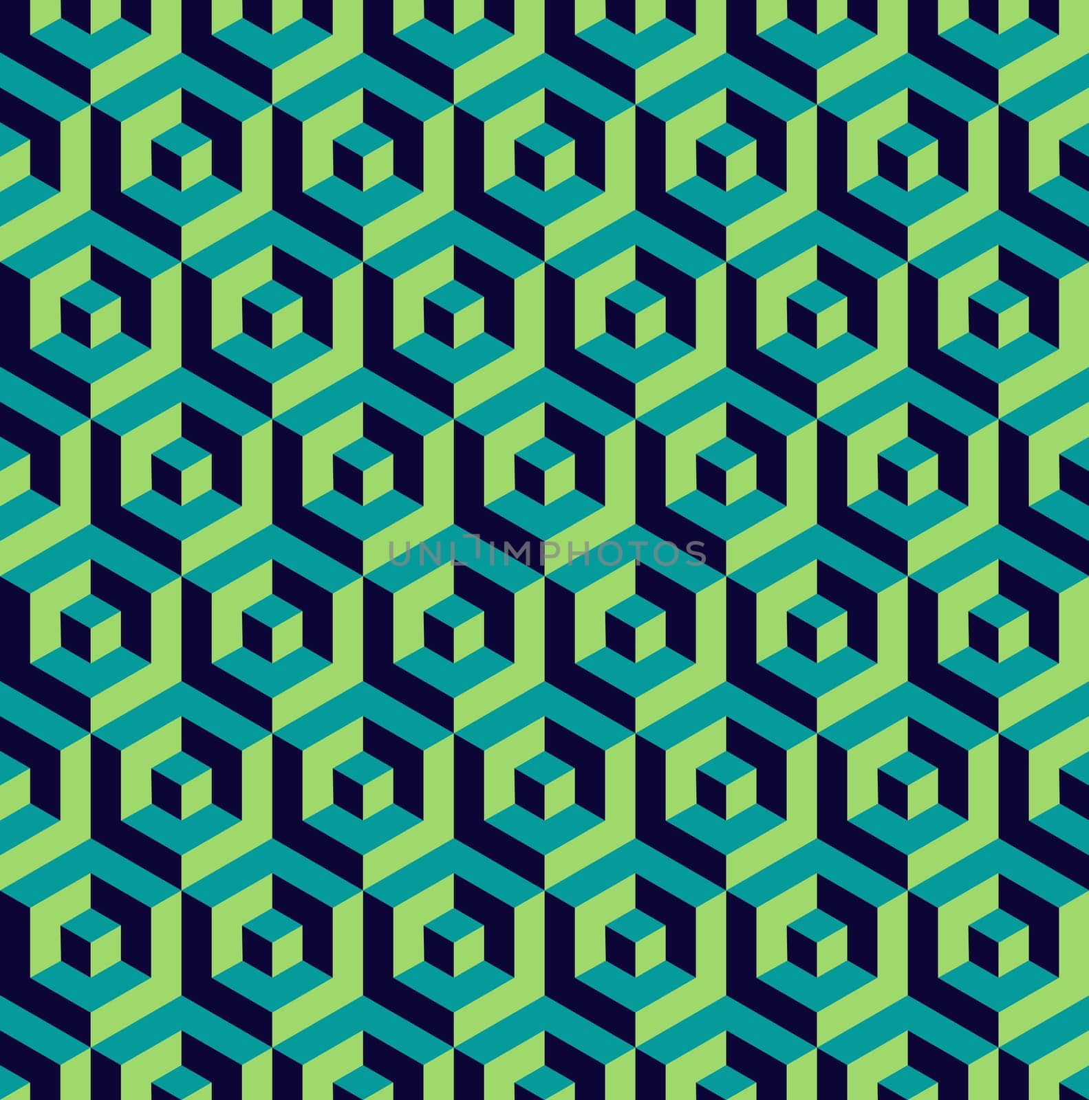 Abstract isometric 3d retro colorful hexagonal shapes seamless pattern background. Ideal for fabric design, wrapping paper print and website backdrop. EPS10 vector file.