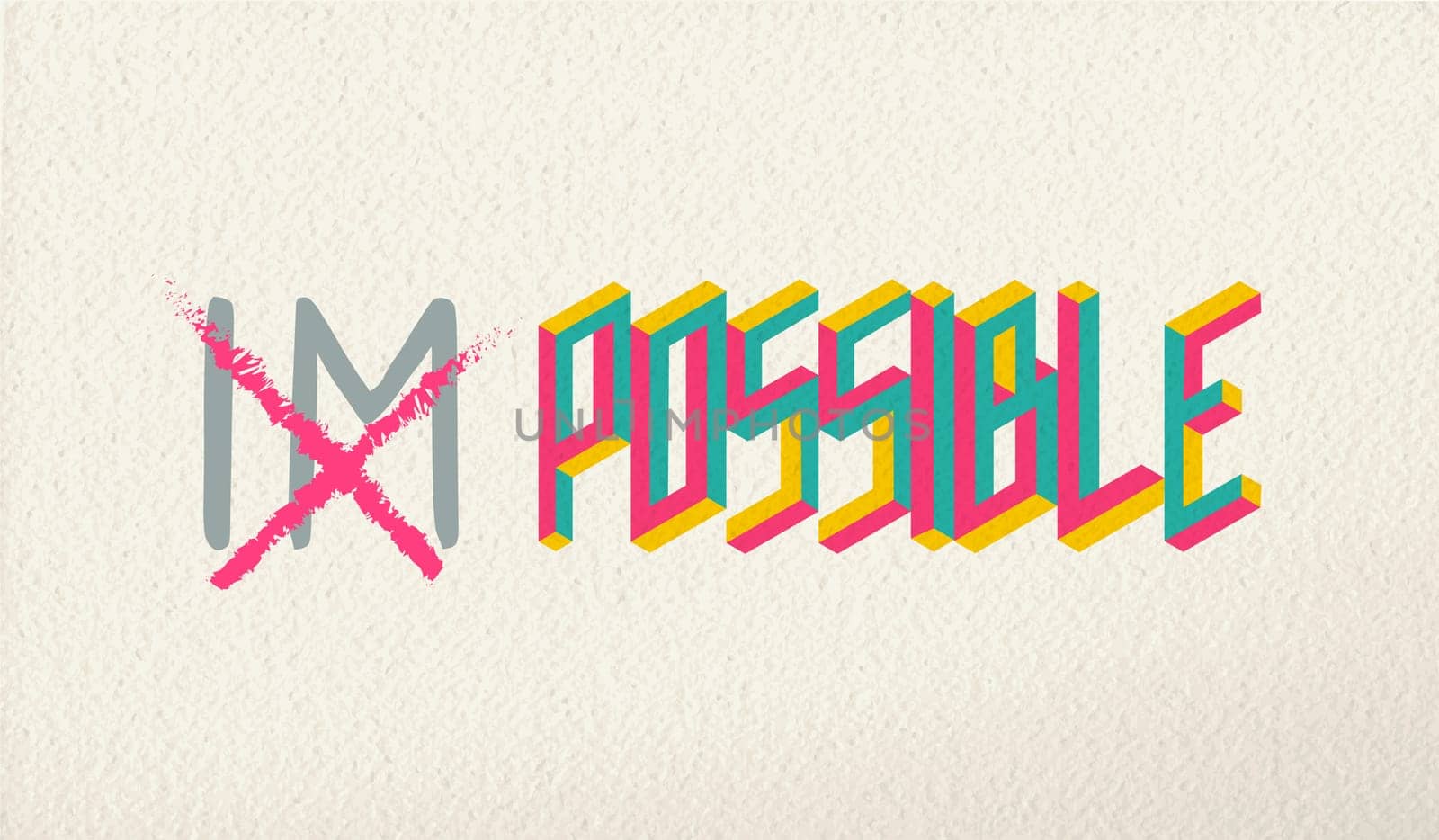 Motivation quote change the word impossible into possible with retro type font illustration. Ideal for poster print and web banner. EPS10 vector file.