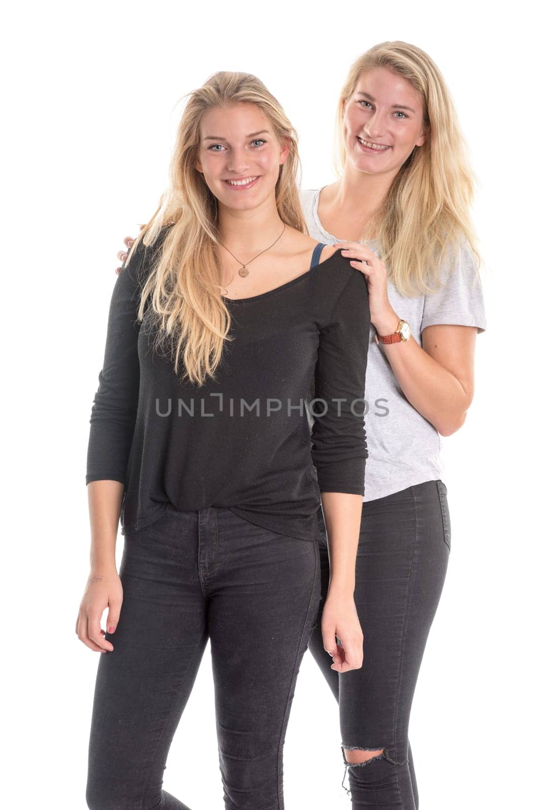 2 sisters with long blonde hair