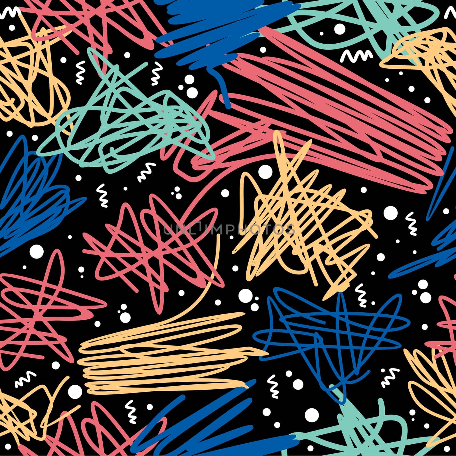 Retro vintage 80s memphis doodle fashion style seamless pattern illustration background. Ideal for fabric design, paper print and website backdrop. EPS10 vector file.
