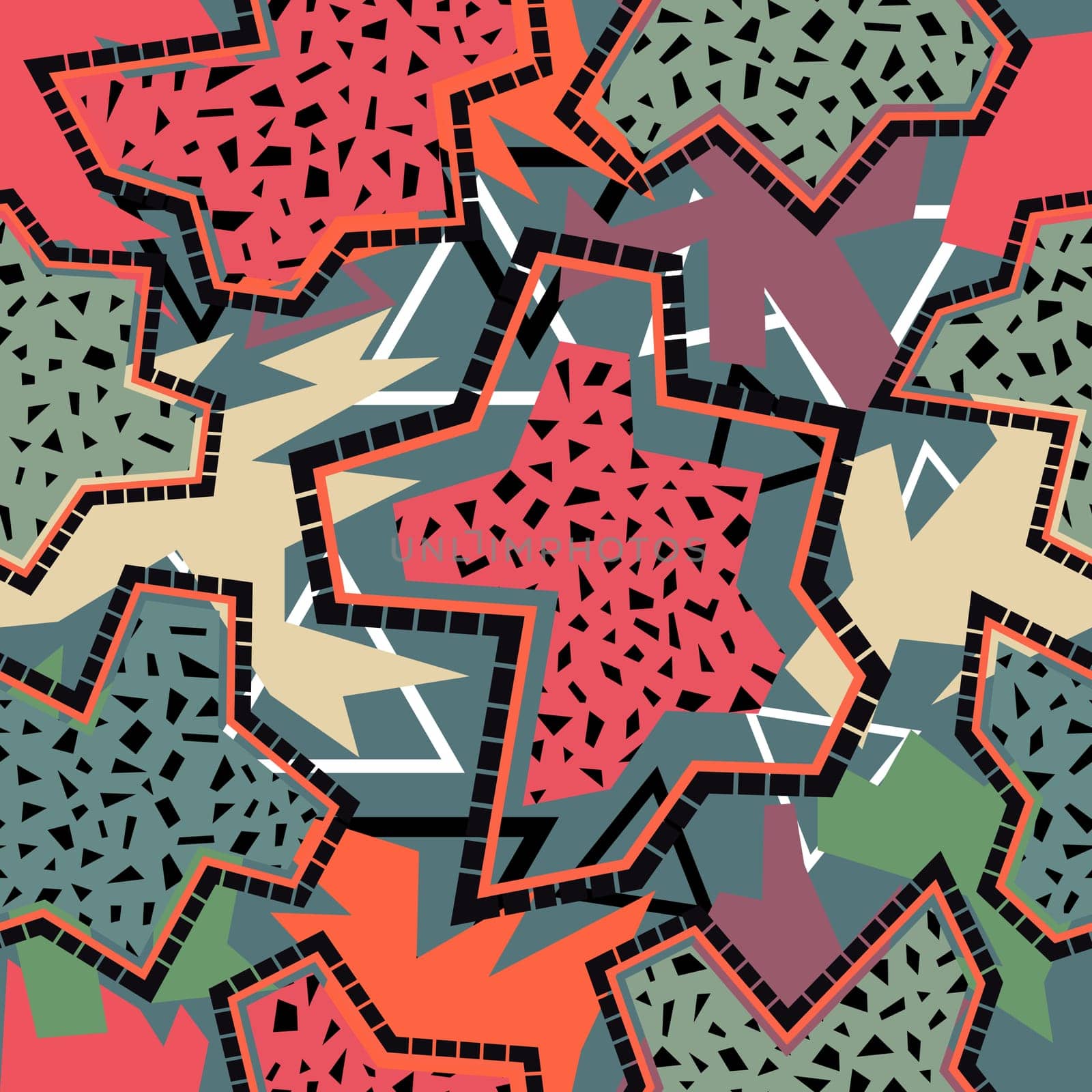 Retro vintage 80s memphis fashion style seamless pattern illustration background. Ideal for fabric design, paper print and website backdrop. EPS10 vector file.
