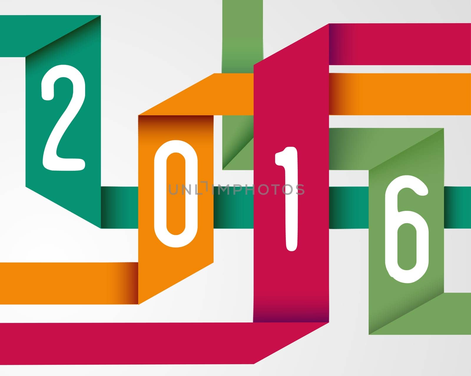 Happy new year 2016 holiday color origami simple greeting card background. EPS10 vector..