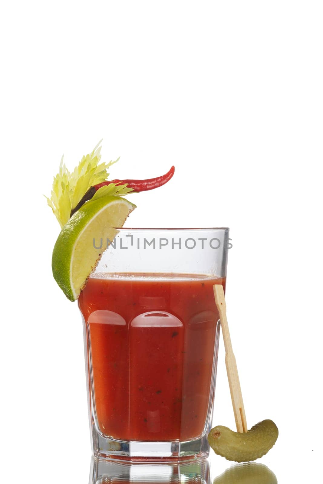 Bloody Mary alcoholic cocktail isolated on white