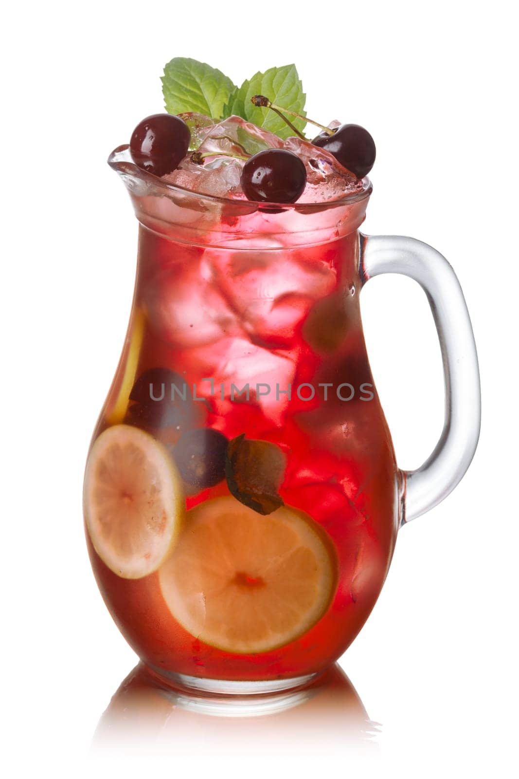 Pitcher of cherry mint lemonade