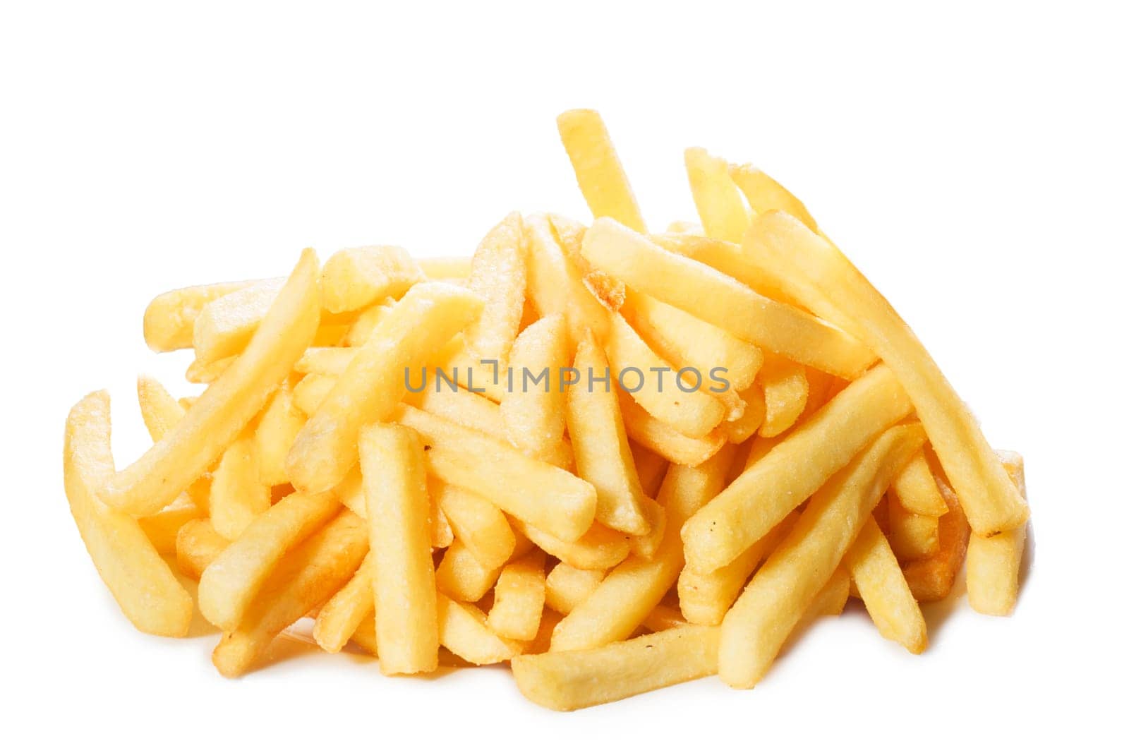 French fries. Large portion of fried potato. Fast food. Unhealthy eating.