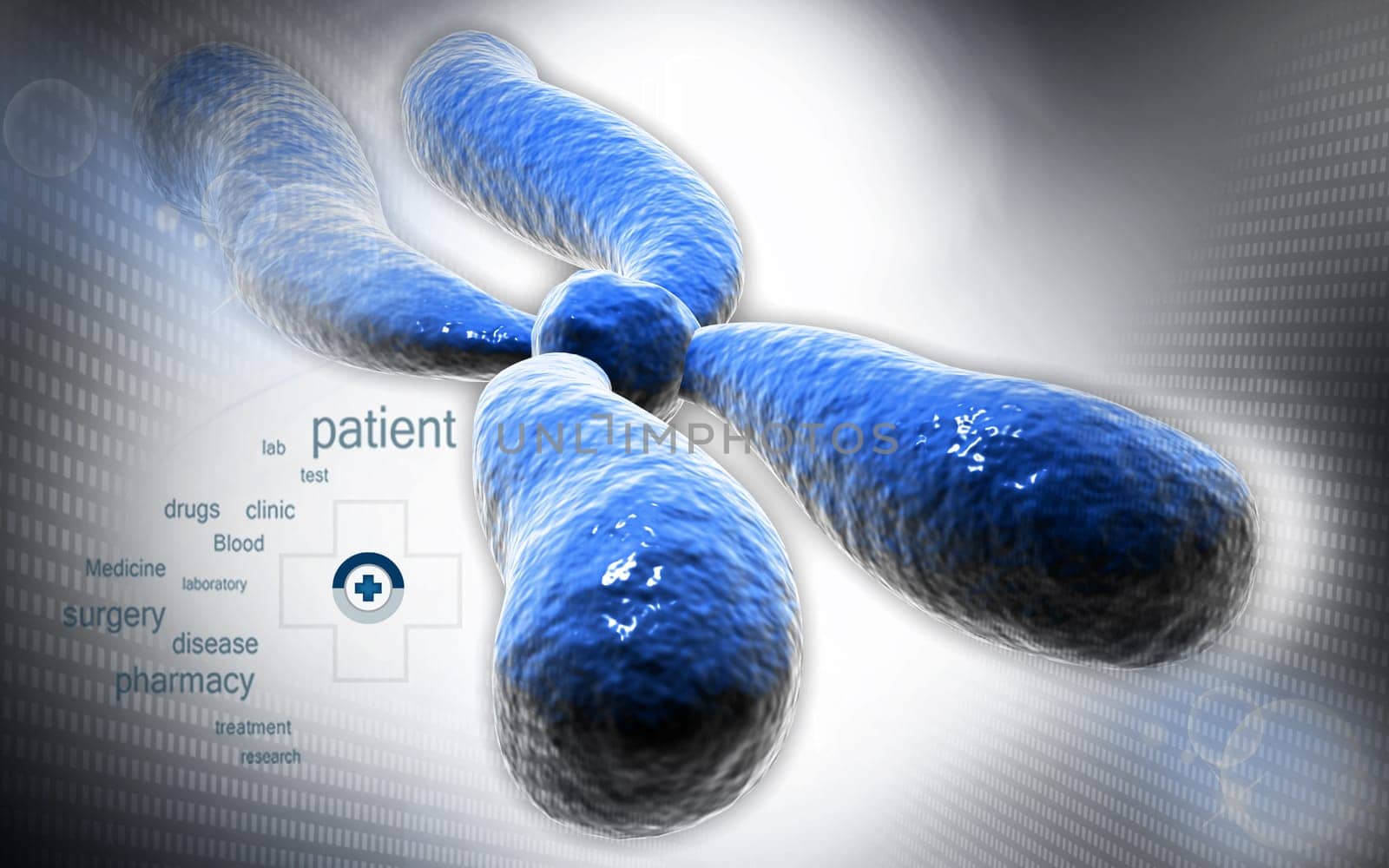 Digital illustration of chromosome in colour background