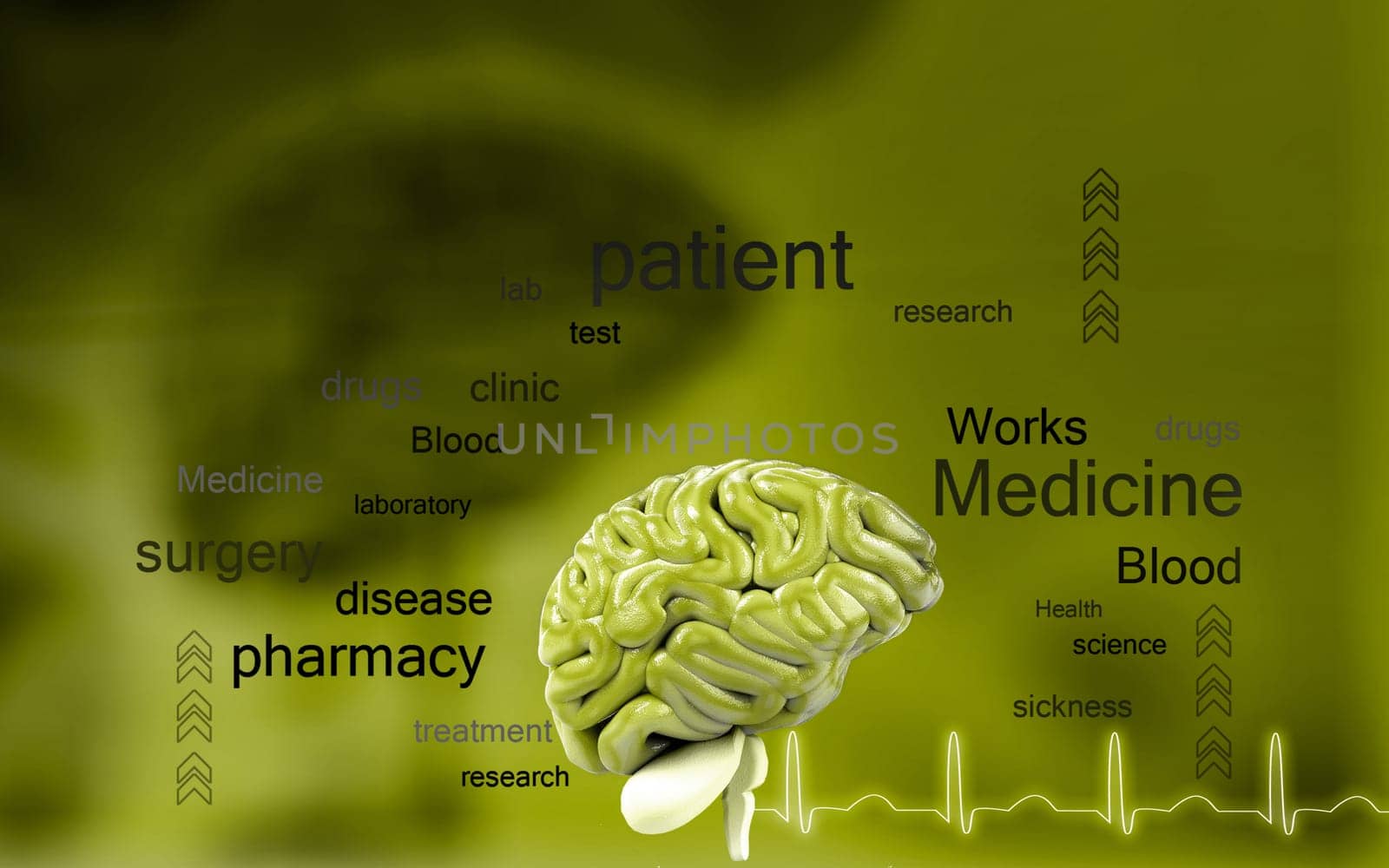 Digital illustration of brain in colour background