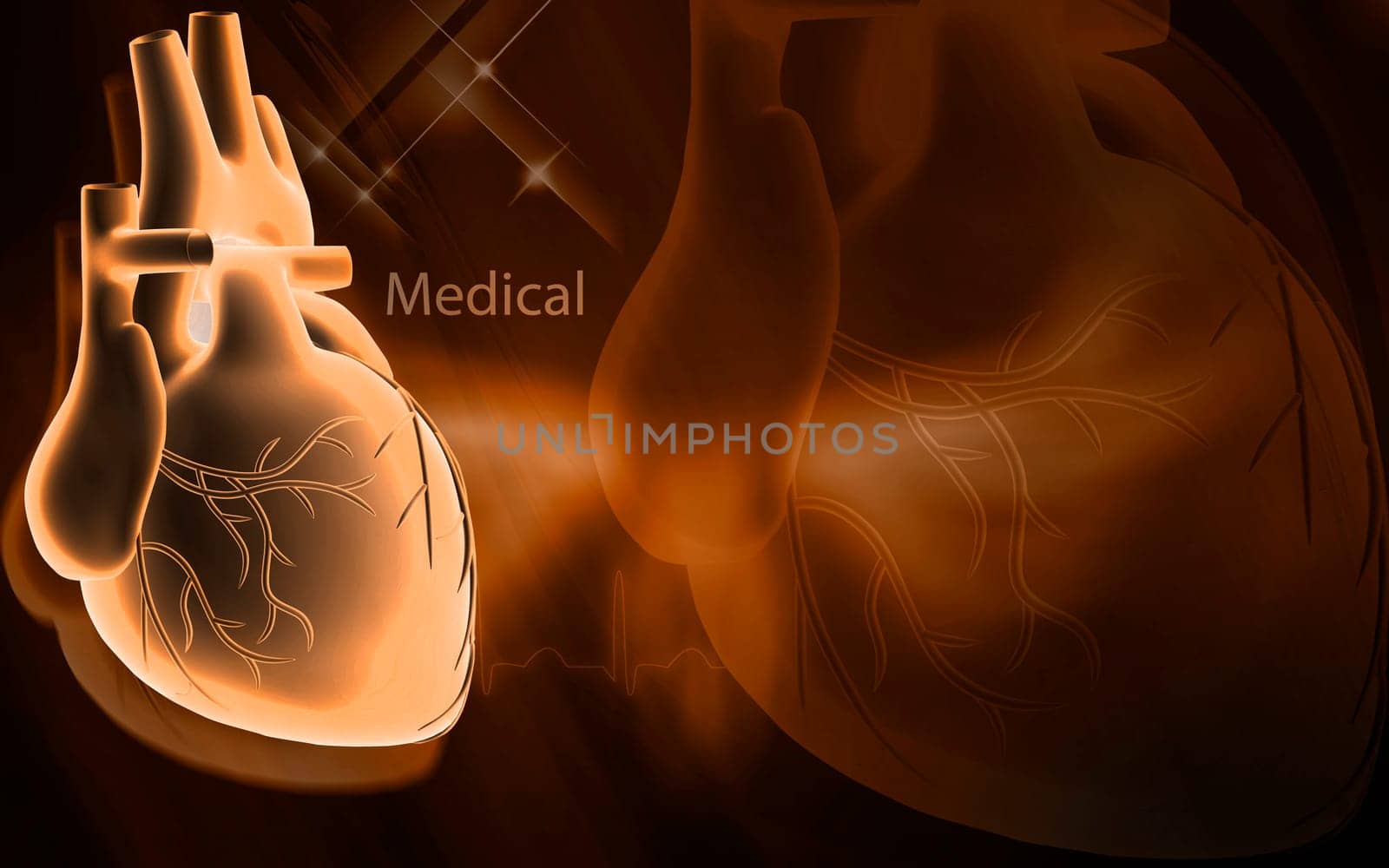 Digital illustration of heart in colour background