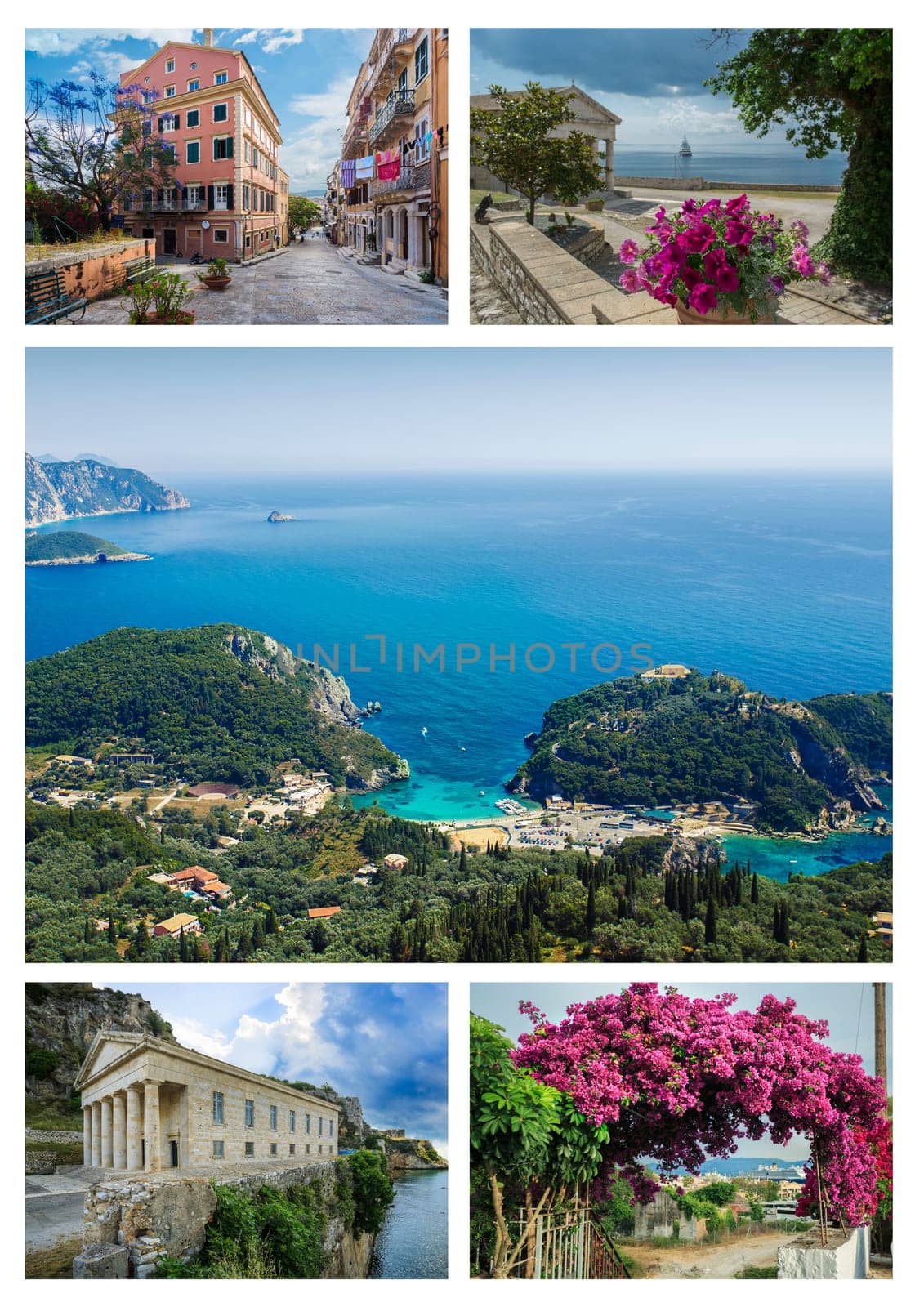 Corfu (Kerkyra) collage. Set of attractive Corfu sights