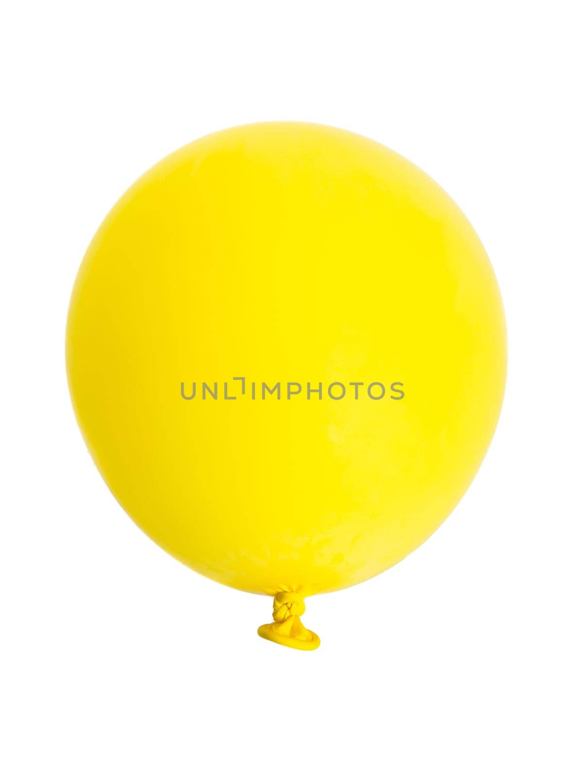 Yellow balloon inflated isolated on white background