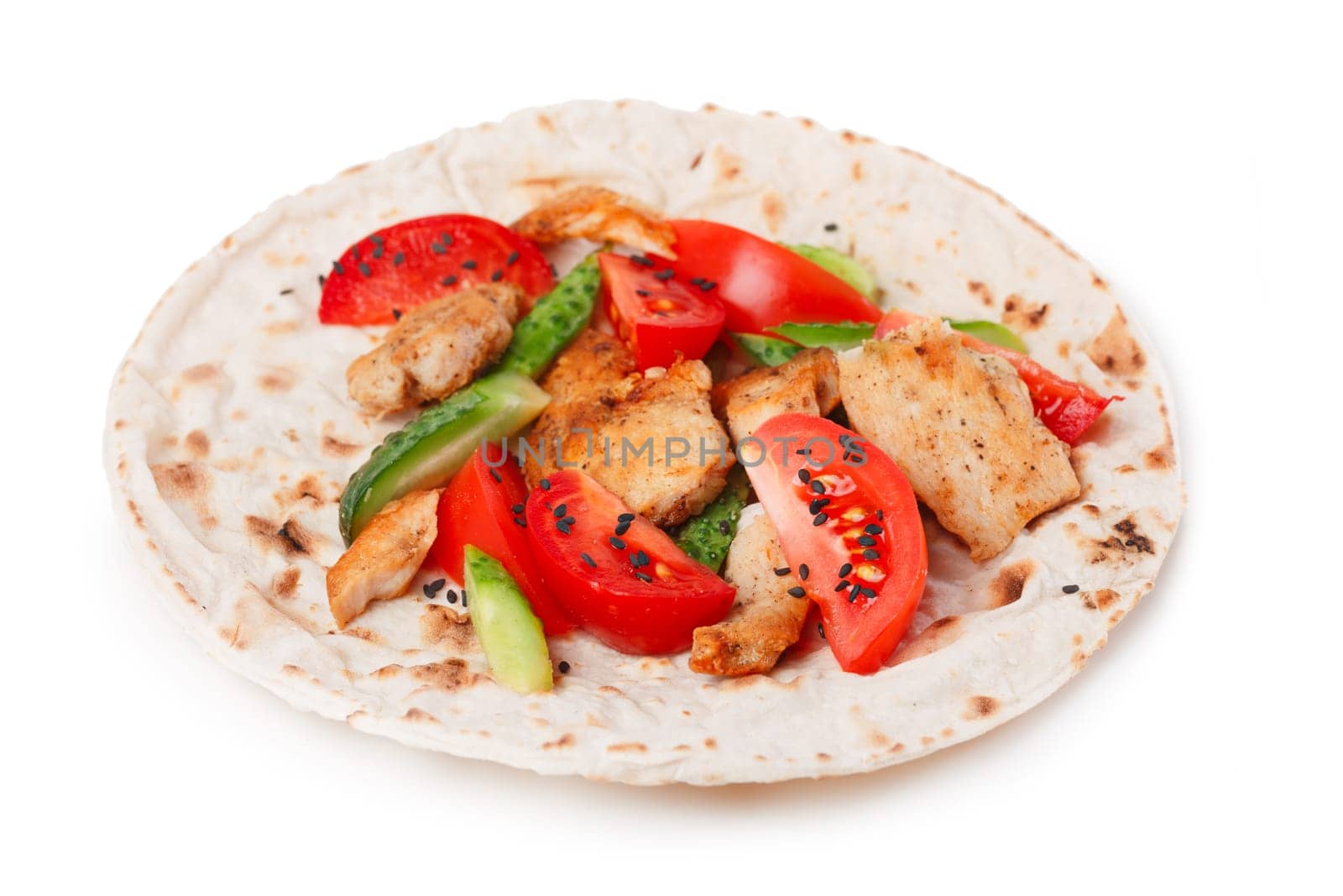 Gyros pita, a kind of shawarma with chicken and vegetables