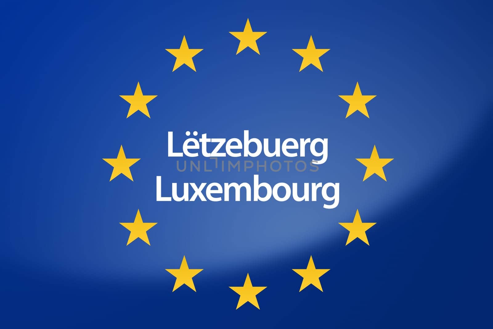Illustration of European Union flag - labeled with Luxembourg in luxembourgian language