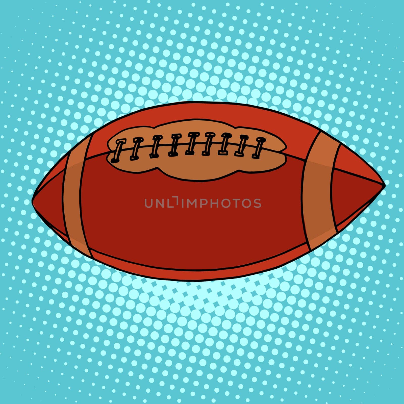 Ball for Rugby or American football pop art retro style