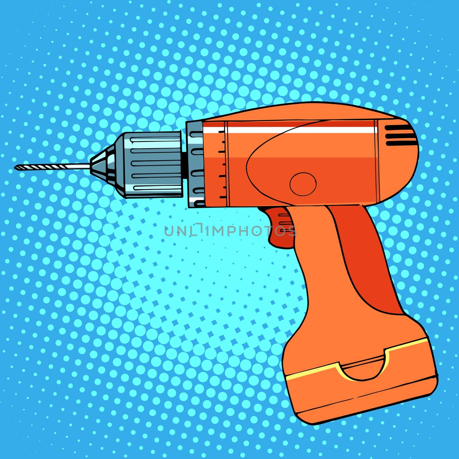 work tool drill screwdriver pop art retro style