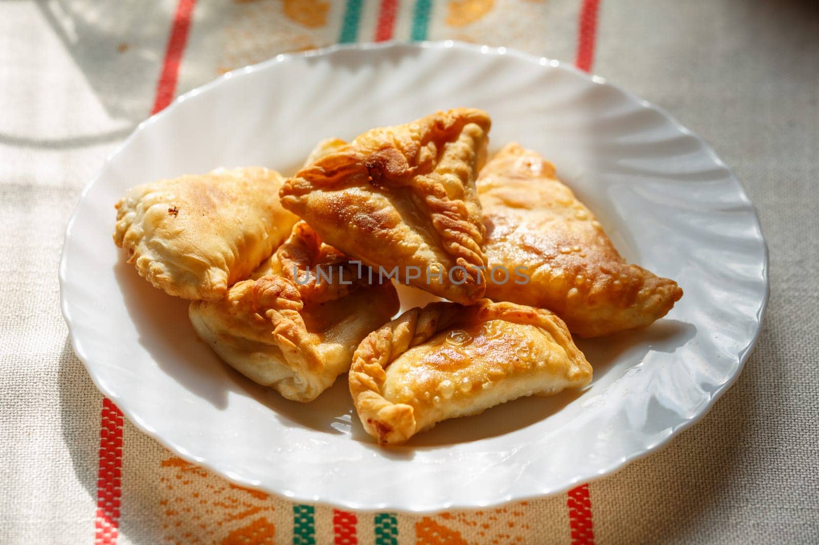 Homemade cheese stuffed patties made from puff pastry (phyllo)