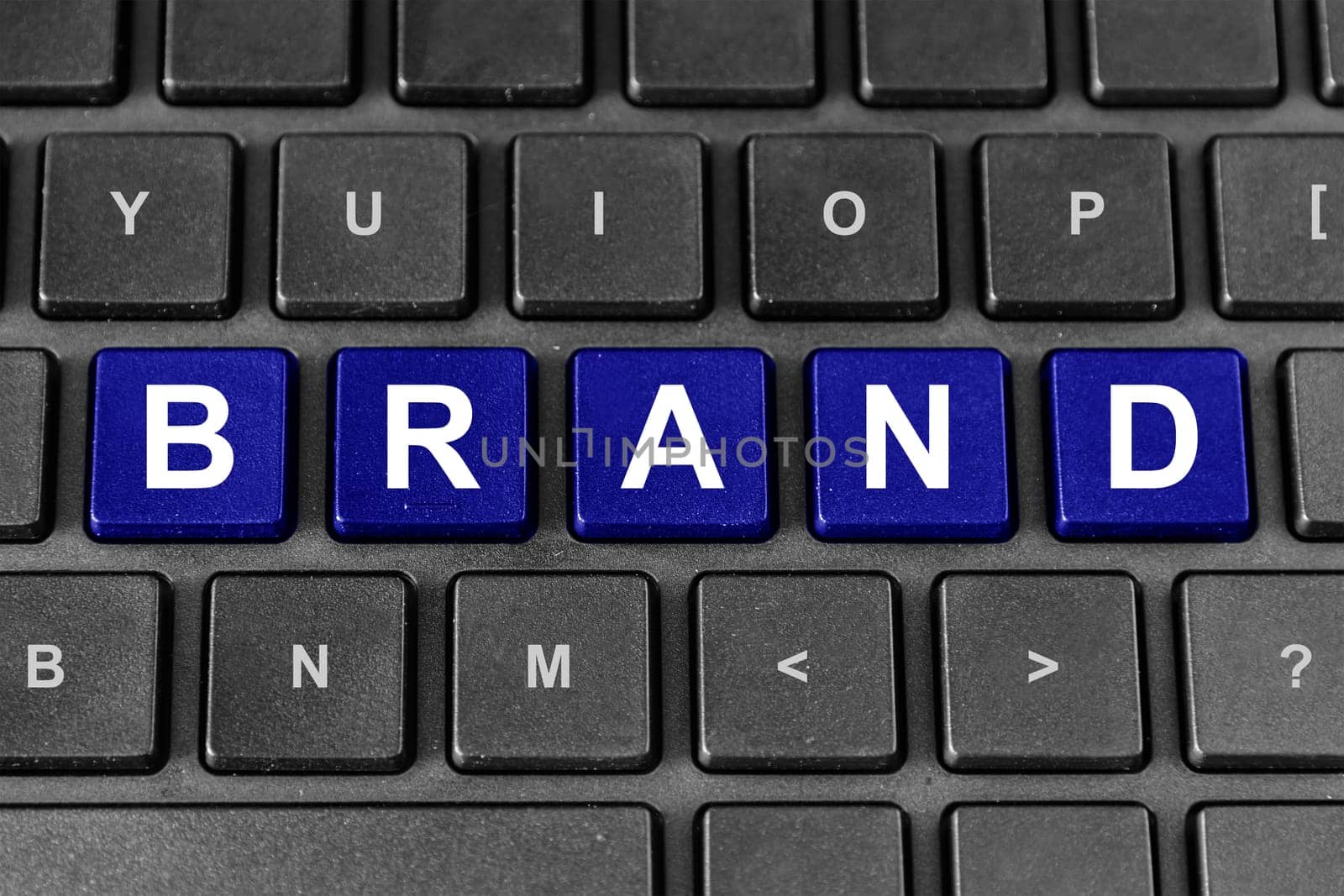 marketing brand blue word on keyboard