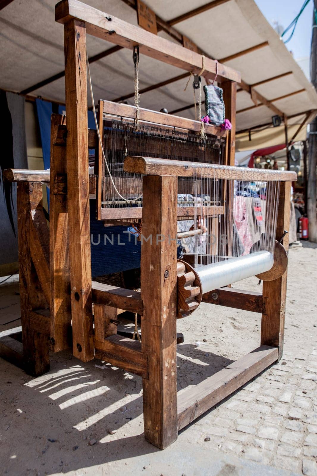 Retro wooden weaving loom Taken daylight
