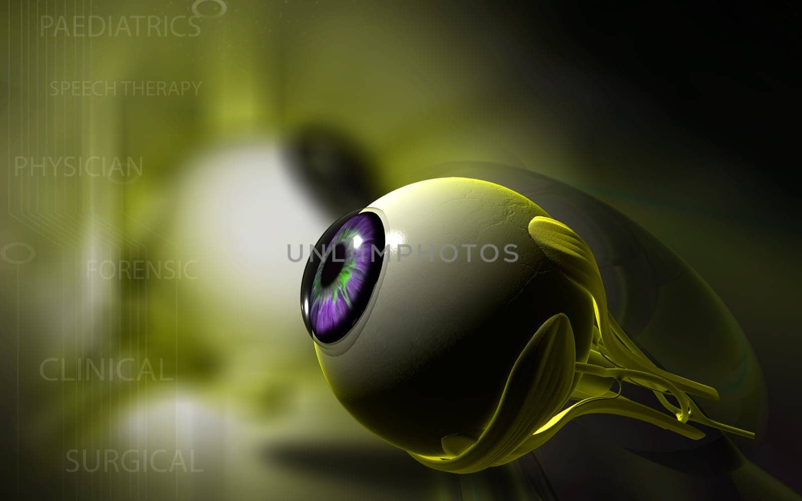 Digital illustration of eye in colour background