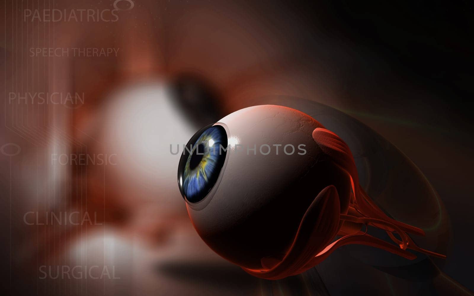 Digital illustration of eye in colour background