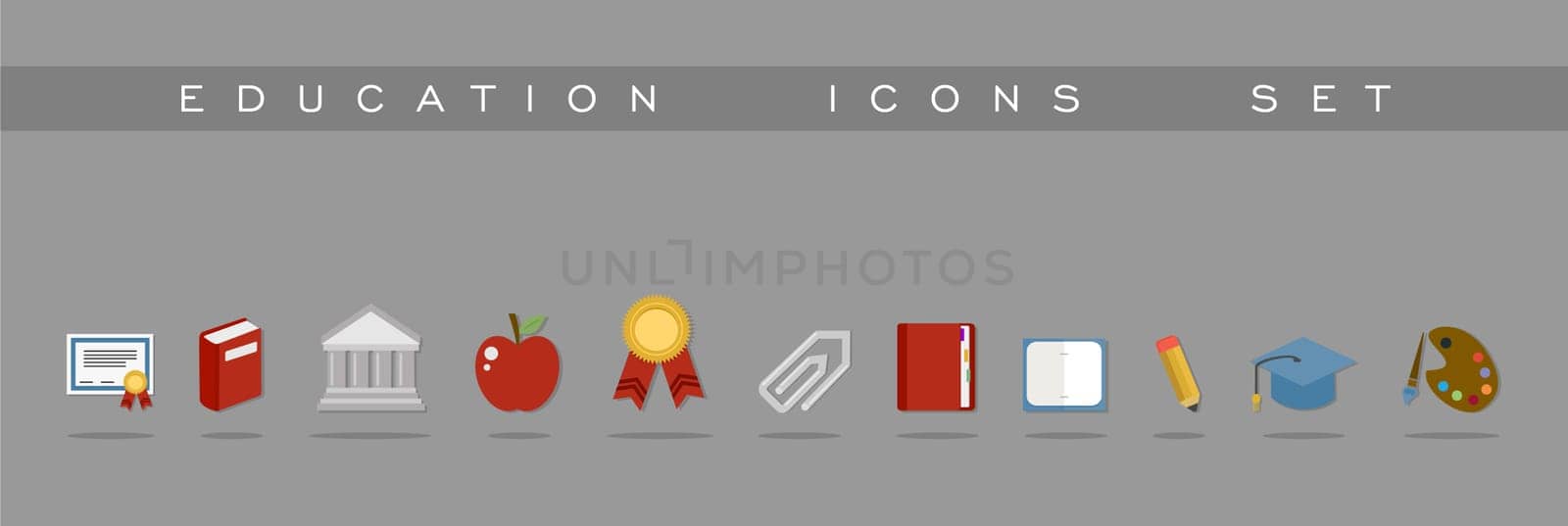 Set of flat design concept icons for Education and Back to school. Website and app elements. EPS10 vector file organized in layers for easy editing.